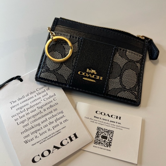 AUTHENTIC NWT COACH MINI ID SKINNY SIGNATURE JACQUARD - Picture 1 of 4